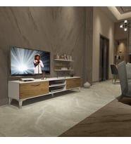 Decoraktiv Eko 4 Mdf Dvd Silver Tv Ünitesi Tv Sehpası - Parlak Beyaz (Beyaz - Pera)