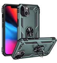 Uyumlu Model Apple iPhone 13 Kılıf Yüzüklü Zırh Tank Vega (Yeşil)