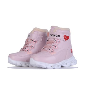 Trendyshose TW-009065 Bebe Kız Çocuk Termal Kürklü Işıklı Garantili Bot (Pudra)