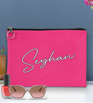 BK Gift Kişiye Özel İsimli-6 Astarlı Portföy Çanta 30x21cm(12 Renk Seçeneği), Baskılı El Çantası, Organizer Çanta (Fuşya)