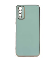 Vivo Y11S Kılıf Zore Bark Kenarları Altın Renk Kılıf (Açık Yeşil)