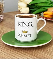 Kişiye Özel King Türk Kahvesi Fincanı Sevgiliye Hediye (Yeşil)