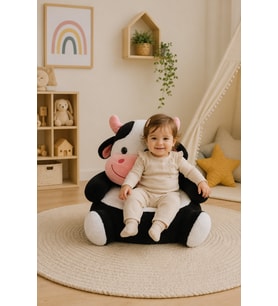 İnek Peluş Bebek - Çocuk Koltuğu %100 Yerli (Siyah - Beyaz - Ten)