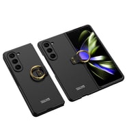 Galaxy Z Fold 5 Kılıf Zore Kıpta Yüzüklü Flip Sert Kılıf (Siyah)