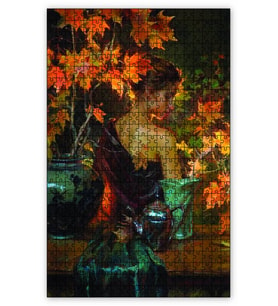 Cakapuzzle Saksıda Çiçek Kadın Puzzle Yapboz MDF (Ahşap) (500 Parça)