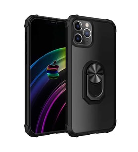 iPhone 12 Pro Kılıf Mola Kenar Köşe ve Yüzük Kısımları Renkli (Siyah)