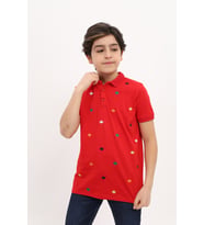 Toontoy Erkek Çocuk Nakışlı Tişört (Kırmızı)