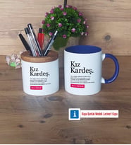 Kız Kardeş Kalemlik, Kupa Bardak T Kişiye Özel Hediye (Model 6)