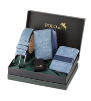 Polo Air Erkek Set Cüzdan Kemer Kartlık Benzinli Polo Air Çakmak CM-10 (Lacivert)