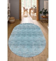 Dijital Baskılı Kaymaz Taban Yıkanabilir Oval Salon Halısı Mutfak Halısı Yolluk NDO-HY-1243 (Mavi)