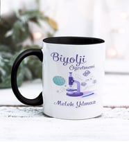 Biyoloji Öğretmeni Tasarımlı Kişiye Özel Kupa Bardak (Siyah)