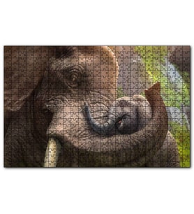 Cakapuzzle Anne Fil ve Mutlu Yavrusu Dijital Çizim  Puzzle Yapboz MDF (Ahşap) (1000 Parça)