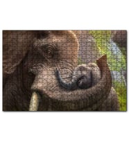Cakapuzzle Anne Fil ve Mutlu Yavrusu Dijital Çizim  Puzzle Yapboz MDF (Ahşap) (1000 Parça)