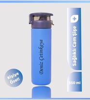 550ML Kilitli Kapak Renkli Cam Şişe Matara, Suluk & 14 Farklı Renk Seçeneği (Leylak)