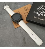 vagave Samsung Galaxy Watch 4  Watch 5 Watch 6 40 44 Mm/pro 45 Mm, Watch 4 40 42 44 46 Mm , Watch 3 41 42 Mm Deri Kordon (Beyaz)