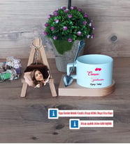 Öğretmene Hediye Kupa Bardak Beyaz ve Fotoğraflı Ahşap Anahtarlık Hediye Öğretmenler Günü Hediyesi (Model 8)