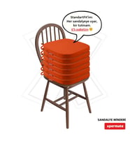 XPERMATE 6'lı StandartFit Oval Sandalye Minderi Fermuarlı Yıkanabilir Kılıf Bağcıklı Su ve Yağ İtici 42x42x5 cm (Kiremit)
