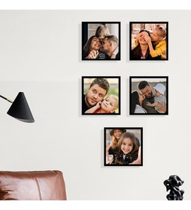 Yapışkanlı Sök Tak Pola Çerçeveler 12x12cm - 5'li Paket HK2712 (Siyah)