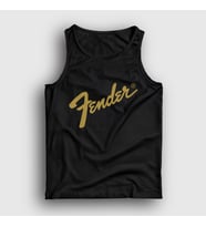 Presmono Unisex Beyaz Logo Fender Gitar Gitarist Atlet 442540tt (Siyah)