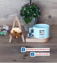Sevgiliye Hediye Kupa Bardak Beyaz ve Fotoğraflı Ahşap Anahtarlık Hediye (Model 8)