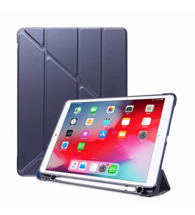 Apple iPad 6. Nesil 9.7 Kılıf Kalem Bölmeli Trifolding Case A1893 A1954 (Lacivert)