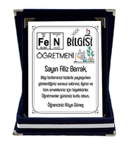 Fen Bilgisi Öğretmenine Hediye İsim Baskılı Plaket - Öğretmenler Günü Hediyesi (Lacivert)