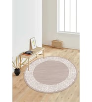 Dijital Baskılı Kaymaz Taban Yıkanabilir Yuvarlak Salon Halısı Koridor Halısı Paspas NDY-HS-523 (Kahverengi)