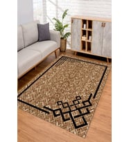Dijital Kaymaz Taban Yıkanabilir Renkli Salon Halısı Mutfak Halısı Yolluk ND-SD-344 (Siyah)