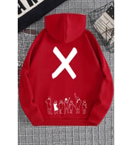 Unisex Design X Baskılı Sweatshirt (Kırmızı)
