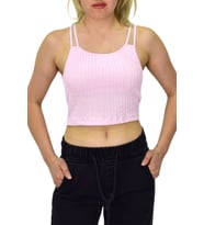 Kadın İp Askılı Pedli Crop 8136 BGL-ST03783 (Pembe)