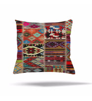 Geometrik Patchwork Çiçek Etnik Gizli Fermuarlı Yastık Kılıfı Kırlent Kılıfı Koltuk Yastık Kılıfı  (Çok Renkli)