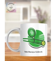 Tenis Temalı Kişiye Özel Kupa Bardak (Beyaz)
