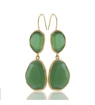 Kadir Jewellery 22 Ayar Altın Kaplama Kadın Sallantılı Küpe -El İşçiliği Ve Hipoalerjenik Küpe (Yeşil)