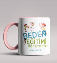 Kişiye Özel Beden Eğitimi Öğretmeni Tasarımlı Siyah Renk Kupa 5 (Pembe)
