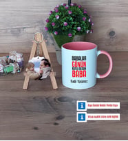 Babalar Günü Hediyesi Kupa Bardak Beyaz ve Fotoğraflı Ahşap Anahtarlık Hediye Babaya Hediye (Model 6)