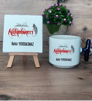 Kütüphaneci Hediye Seti Kupa Bardak T Kulplu ve Dekoratif Taş Kütüphaneciye Hediye (Model 2)
