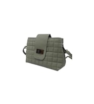 Suni Deri Kilitli Büyü Hacmi Kare Nakışlı 15*25 Cm Kadın Omuz Çantası B100002 (Yeşil)