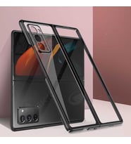 Galaxy Z Fold 2 Kılıf Zore Kıpta Metal Görünümlü İnce Kılıf (Siyah)