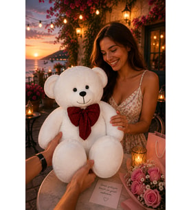 100 Cm Papyonlu Büyük Ayıcık (%100 Yerli) (Beyaz)