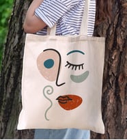 BK Gift Modern Art Tasarımlı Kanvas Bez Çanta, Baskılı Omuz Çantası, Alışveriş Çantası, Plaj Çantası, Arkadaşa Hediye (Model 5)