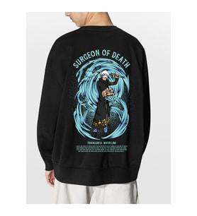 Unisex Beyaz Law Baskılı Hoodie Oversize Kapşonsuz Sweatshirt (Siyah)