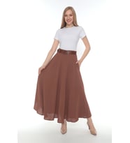 SORALLİNE KADIN ETAMİN DESEN BAHARLIK 95 CM BOYUNDA KLOŞ ETEL 779 (Tarçın)
