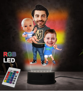 Doğum Günü Hediyesi,Sevgiliye Hediye, Kişiye Özel Fotoğraflı En Mutlu Baba Karikatür 3D Led Lamba (RGB)