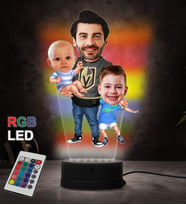 Doğum Günü Hediyesi,Sevgiliye Hediye, Kişiye Özel Fotoğraflı En Mutlu Baba Karikatür 3D Led Lamba (RGB)