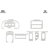 Meriç® Seat Arosa Ön Torpido Kaplama Maun 10 Parça 1997-2001 (Alüminyum)