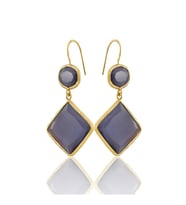 Kadir Jewellery 22 Ayar Altın Kaplama Kadın Sallantılı Küpe -El İşçiliği Ve Hipoalerjenik Küpe (Mor)