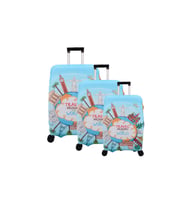 Bagacar Relax Büyük Orta Kabin Boy için 3 lü Valiz Kılıfı (Çok Renkli-Naturel)