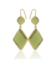 Kadir Jewellery 22 Ayar Altın Kaplama Kadın Sallantılı Küpe -El İşçiliği Ve Hipoalerjenik Küpe (Zeytin Yeşili)