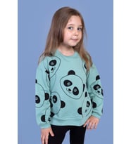 Toontoy Kız Çocuk Panda Baskılı Sweatshirt (Yeşil)