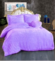 Çift Kişiliki Peluş Nevresim Seti (Lila)